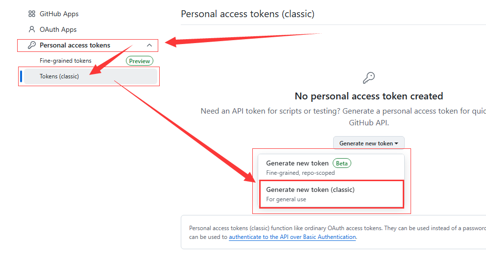 Generate new token (classic)